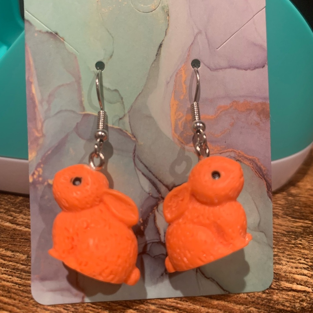 Orange Bunny Earrings